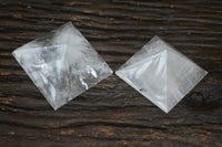 Polished Beautiful Clear Rock Crystal Quartz Pyramids x 2 From Madagascar