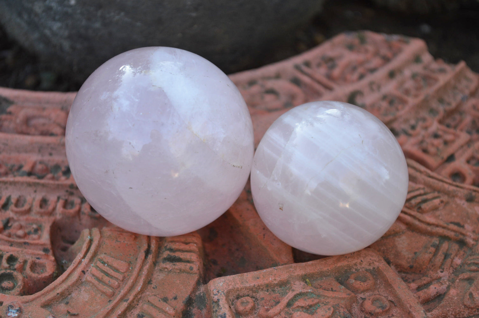 Polished Beautiful Pink Rose Quartz Spheres x 6 From Ambatondrazaka, Madagascar - TopRock