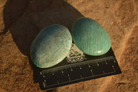 Polished  Blue Amazonite Palm Stones  x 12 From Madagascar - Toprock Gemstones and Minerals 