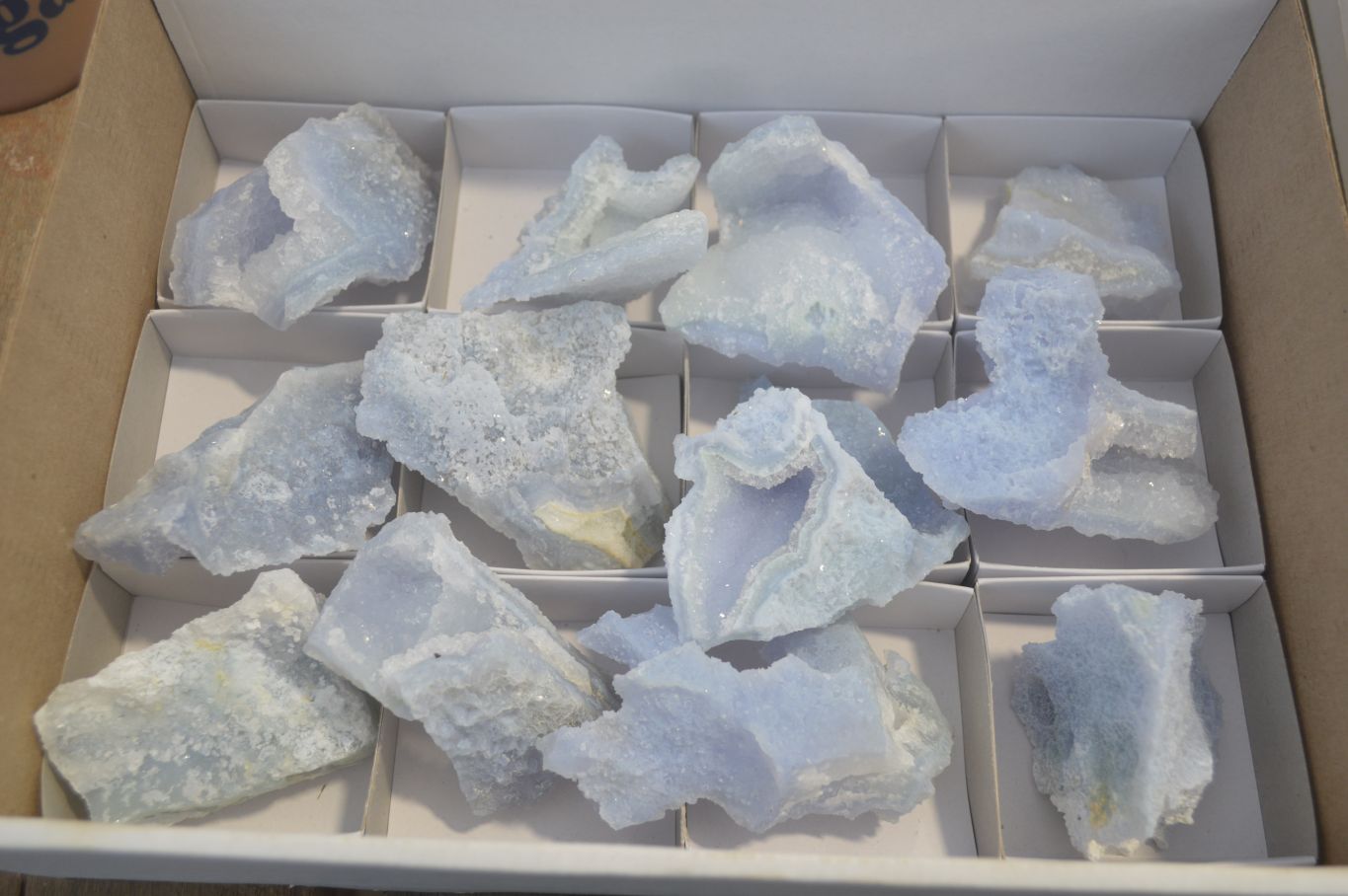 Natural Etched Blue Chalcedony Specimens  x 12 From Nsanje, Malawi - Toprock Gemstones and Minerals 