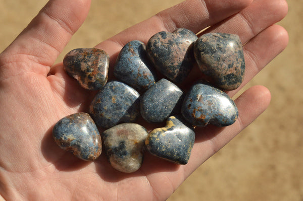 Polished XX Rare Blue Dumortierite Mini Hearts x 27 From Madagascar - TopRock