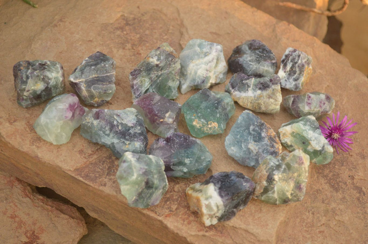 Natural Rough Watermelon Fluorite Cobbed Specimens  x 35 From Uis, Namibia - Toprock Gemstones and Minerals 