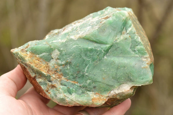 Natural Selected Large Green Jade Cobbed Pieces  x 3 From Swaziland - TopRock