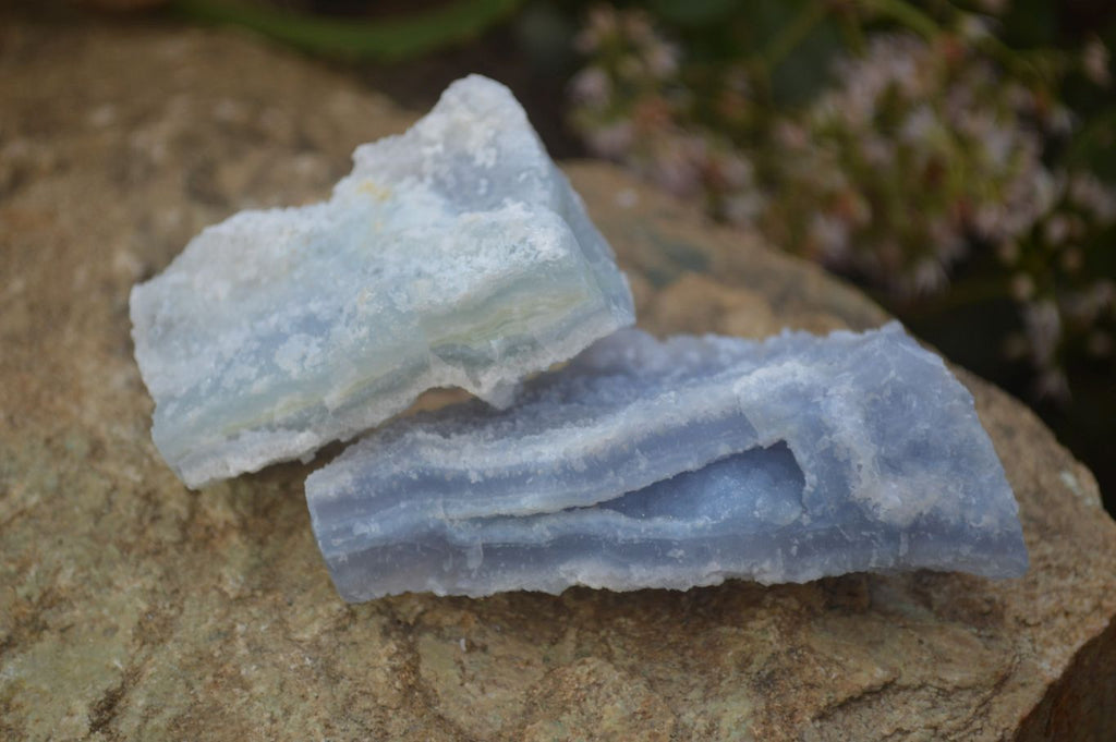 Natural Etched Blue Chalcedony Specimens  x 12 From Nsanje, Malawi - Toprock Gemstones and Minerals 