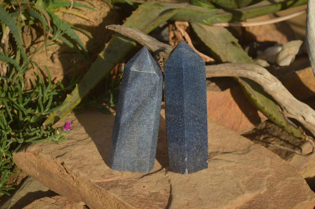 Polished Blue Lazulite Points  x 2 From Madagascar - Toprock Gemstones and Minerals 