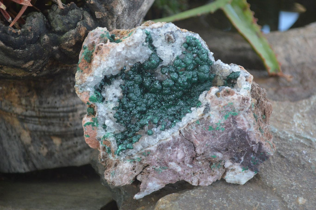 Natural Rare Ball Malachite On Drusy Quartz & Dolomite Matrix  x 1 From Kambove, Congo - Toprock Gemstones and Minerals 