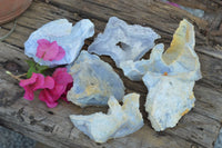 Natural Etched Blue Chalcedony Agate Specimens  x 5 From Nsanje, Malawi - TopRock
