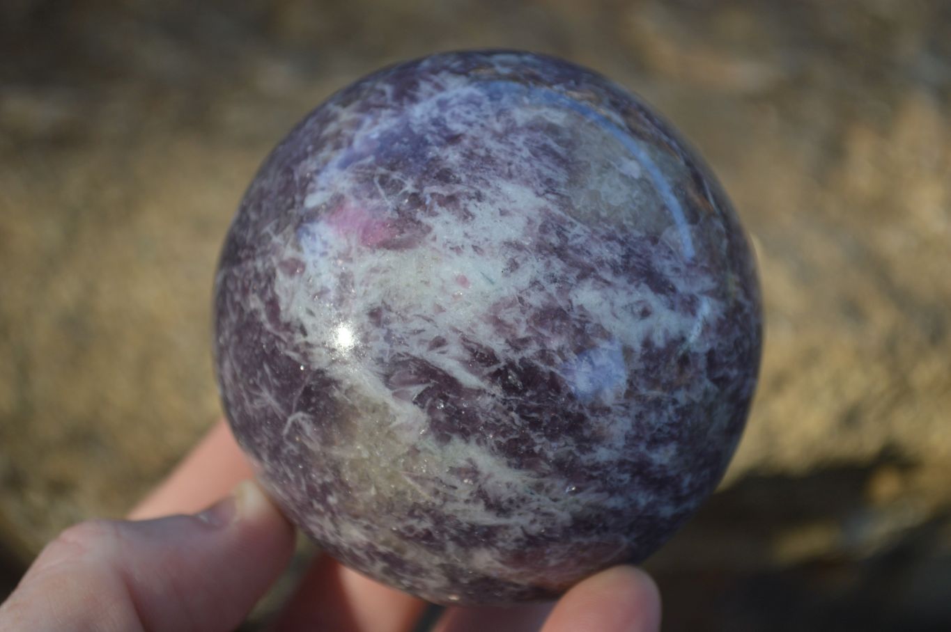 Polished Purple Lepidolite Spheres (One With Rubellite) x 2 From Madagascar - Toprock Gemstones and Minerals 