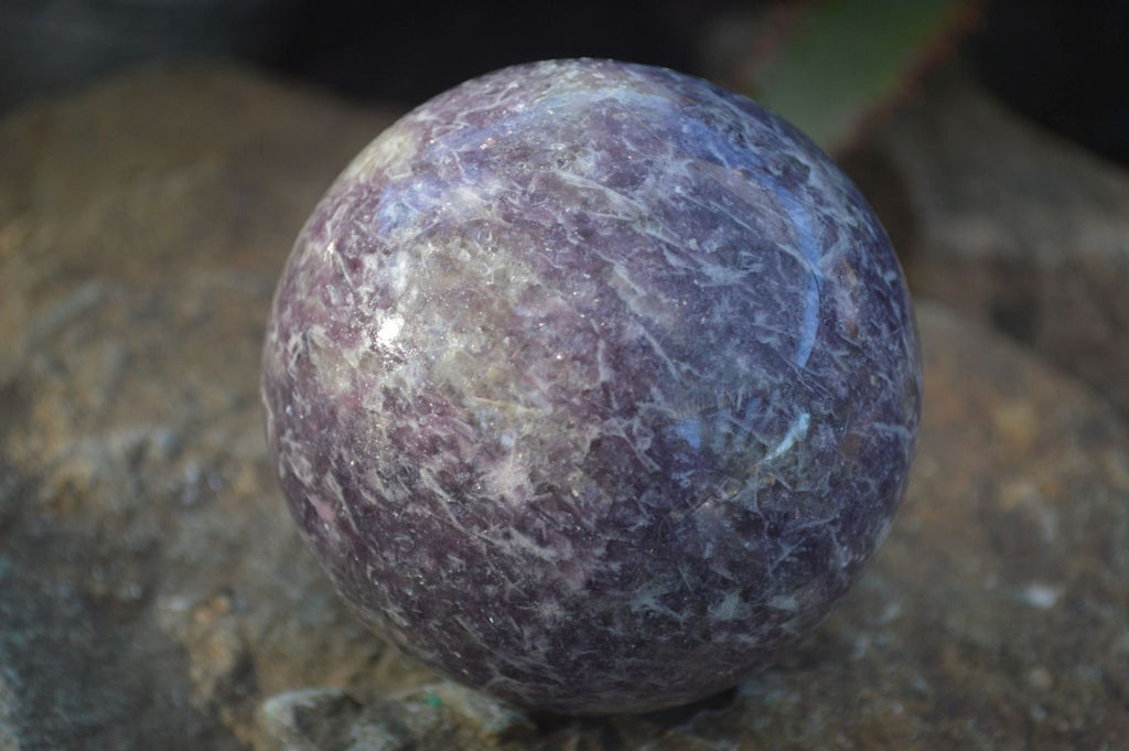 Polished Purple Lepidolite Spheres (One With Rubellite) x 2 From Madagascar - Toprock Gemstones and Minerals 