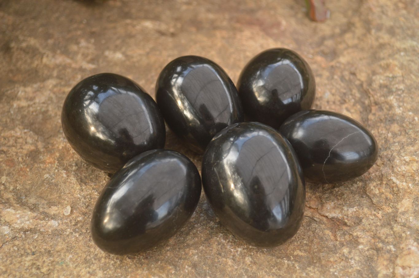 Polished  Black Basalt Gemstone Eggs x 6 From Madagascar - Toprock Gemstones and Minerals 