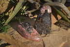 Polished Rhodonite and Chromite Standing Display Free Forms x 2 From Madagascar - Toprock Gemstones and Minerals 