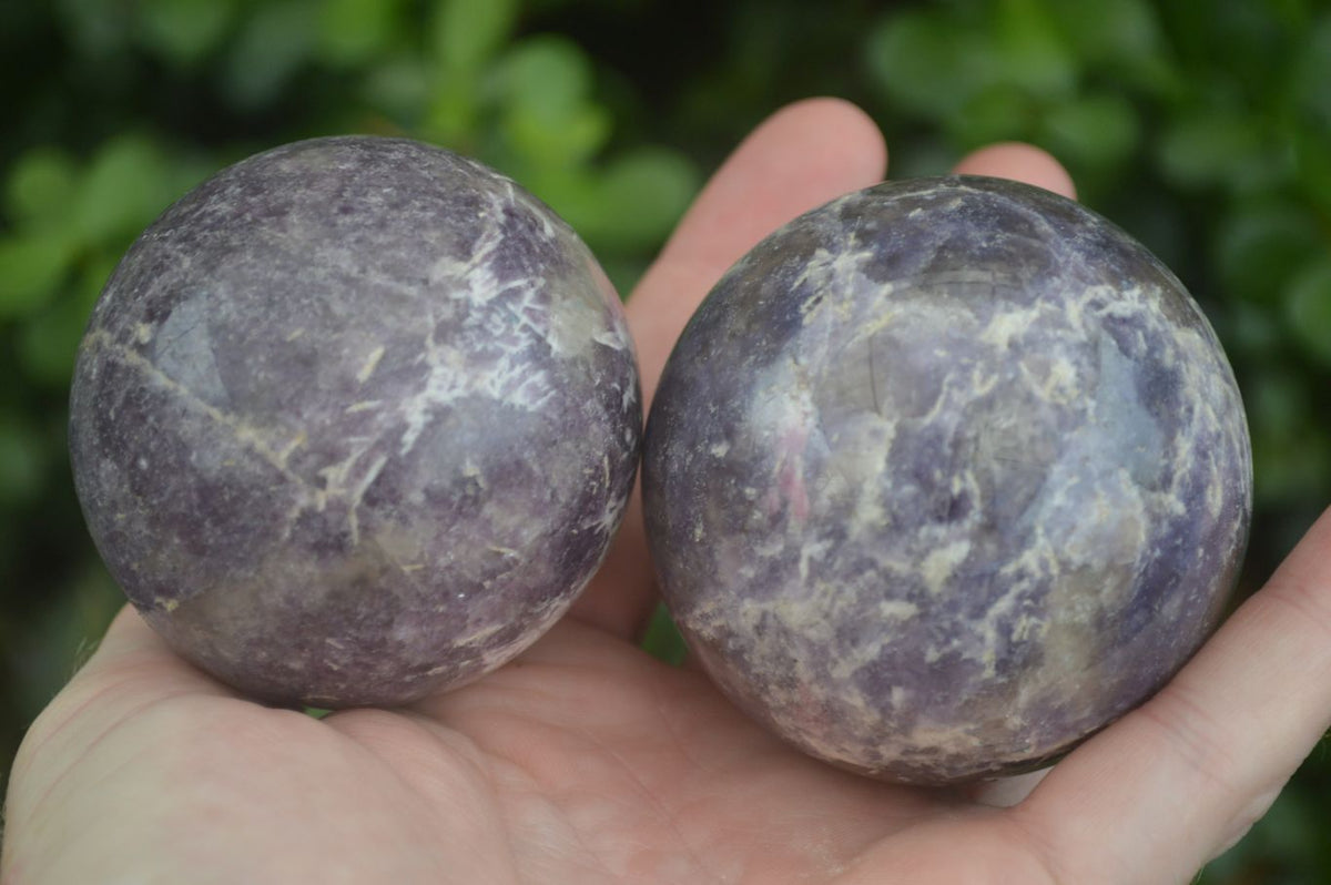 Polished Purple Lepidolite Spheres  x 6 From Ambatondrazaka, Madagascar - Toprock Gemstones and Minerals 