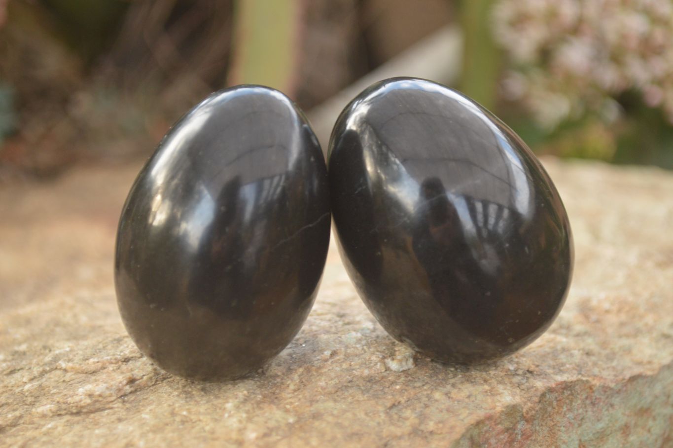 Polished  Black Basalt Gemstone Eggs x 6 From Madagascar - Toprock Gemstones and Minerals 