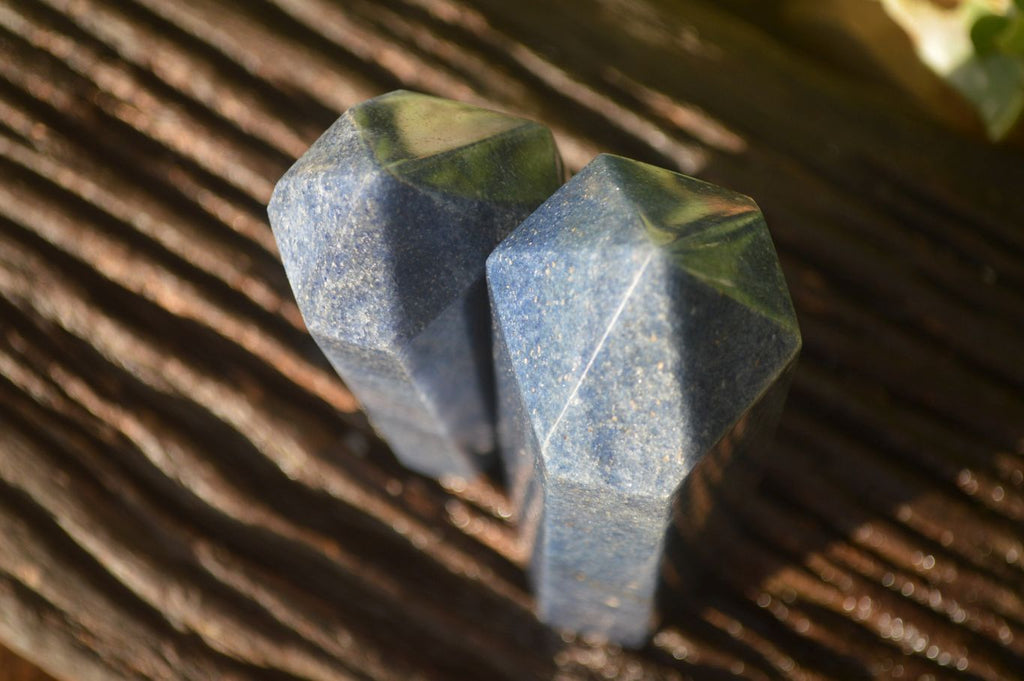 Polished Blue Lazulite Points  x 2 From Madagascar - Toprock Gemstones and Minerals 