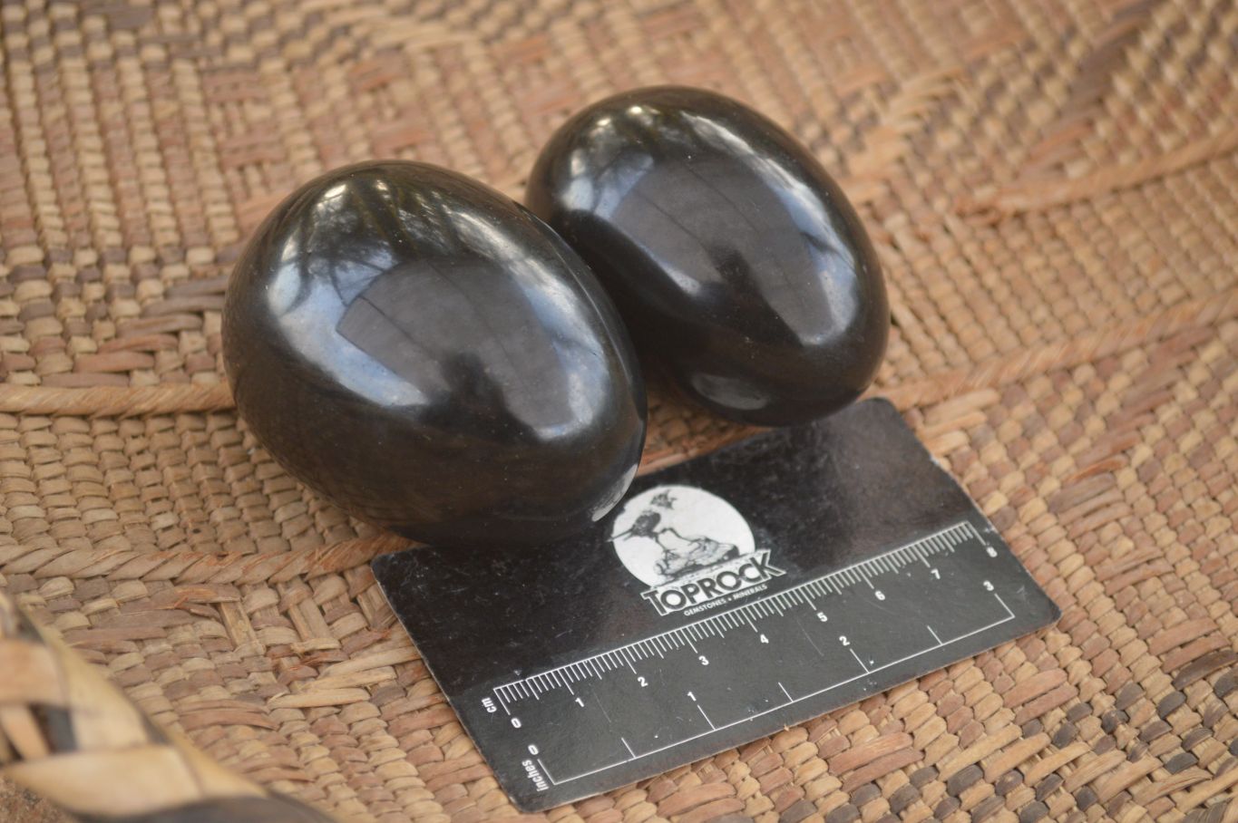 Polished  Black Basalt Gemstone Eggs x 6 From Madagascar - Toprock Gemstones and Minerals 