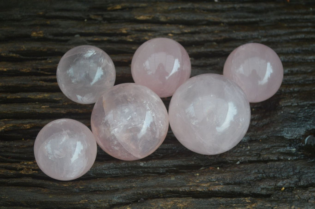 Polished Gemmy Pink Rose Quartz Spheres  x 6 From Ambatondrazaka, Madagascar - Toprock Gemstones and Minerals 
