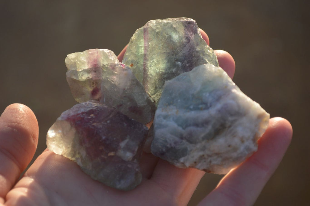 Natural Rough Watermelon Fluorite Cobbed Specimens  x 35 From Uis, Namibia - Toprock Gemstones and Minerals 