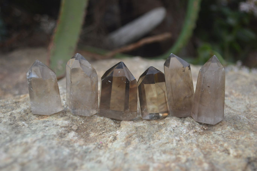 Polished Wispy Phantom Smokey Quartz Points x 35 From Madagascar - Toprock Gemstones and Minerals 