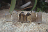 Polished Wispy Phantom Smokey Quartz Points x 35 From Madagascar - Toprock Gemstones and Minerals 