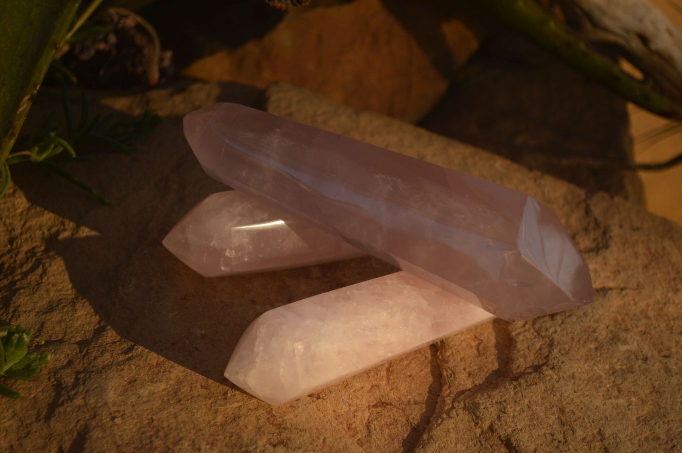 Polished Gemmy Double Terminated Rose Quartz Points x 4 From Ambatondrazaka, Madagascar - Toprock Gemstones and Minerals 