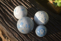 Polished Blue Spotted Spinel Quartz Spheres x 4 From Madagascar - Toprock Gemstones and Minerals 