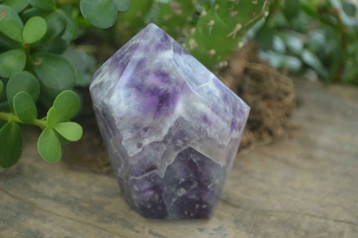 Polished Chevron Amethyst Points  x 4 From Zambia - Toprock Gemstones and Minerals 