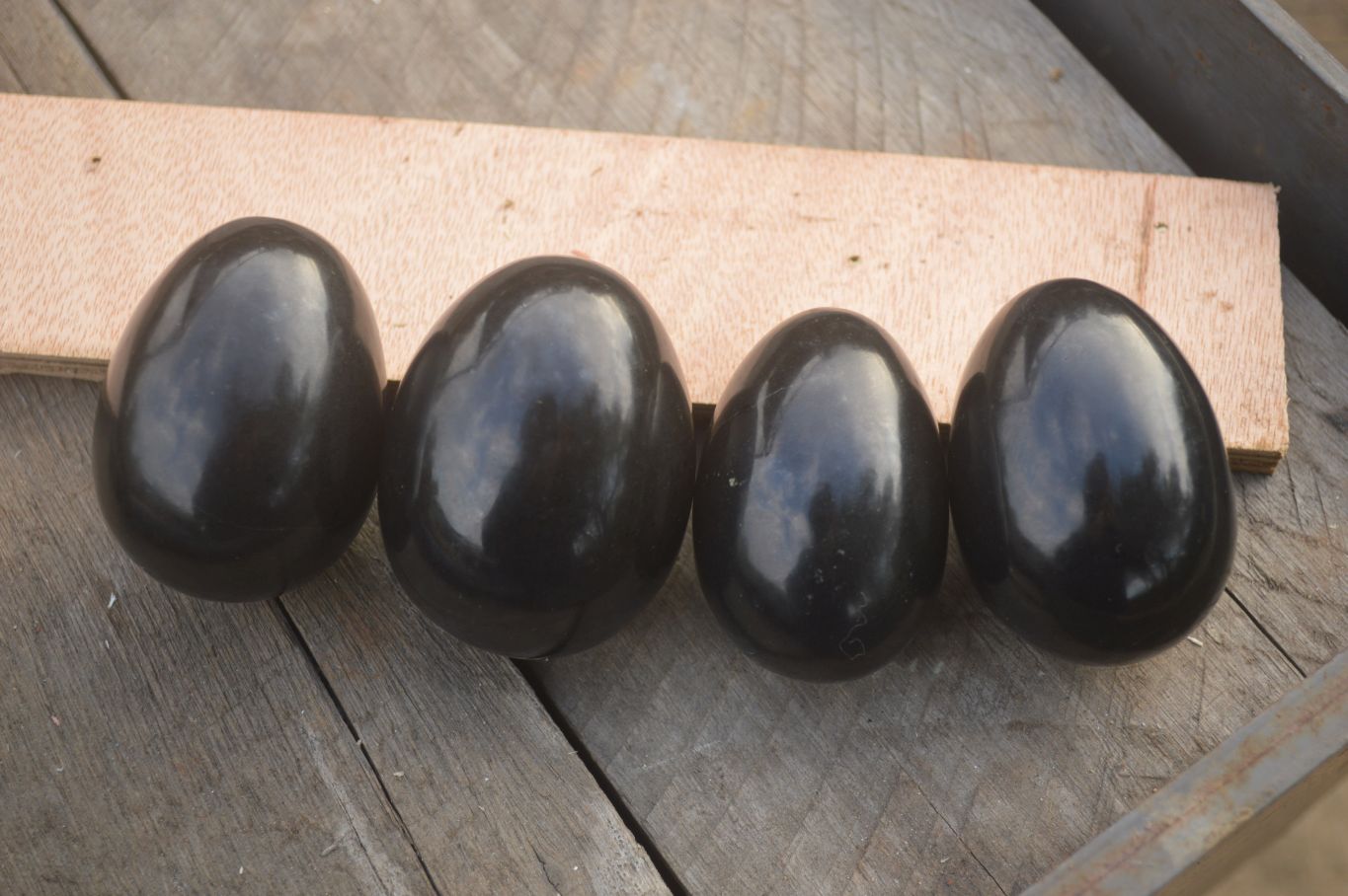 Polished  Black Basalt Gemstone Eggs x 6 From Madagascar - Toprock Gemstones and Minerals 