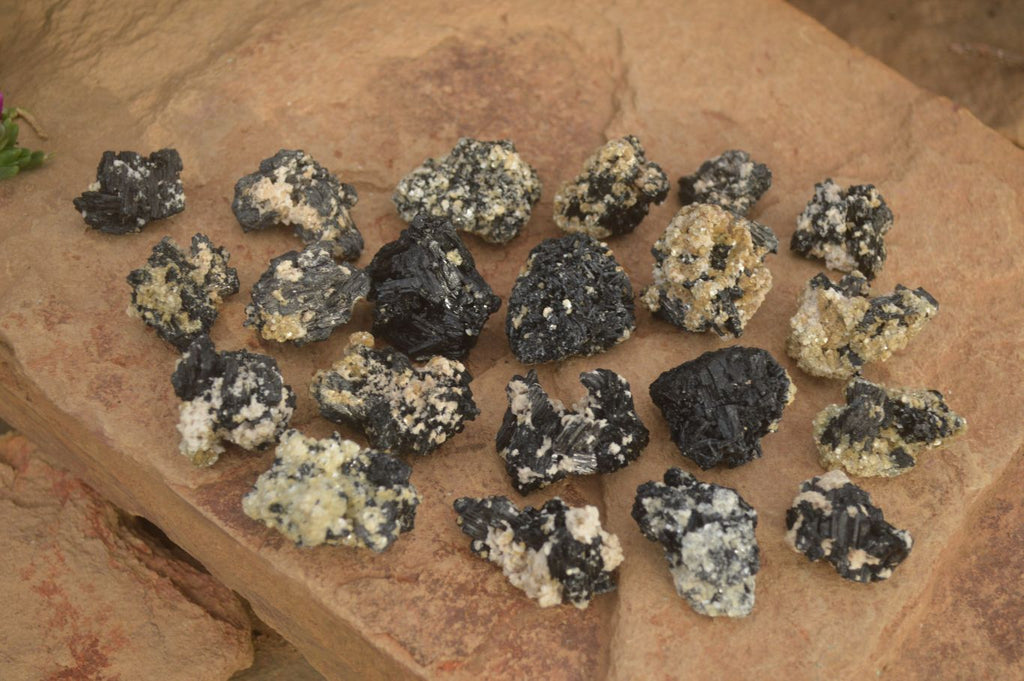Natural Small Schorl Black Tourmaline Specimens x 70 From Erongo, Namibia - Toprock Gemstones and Minerals 