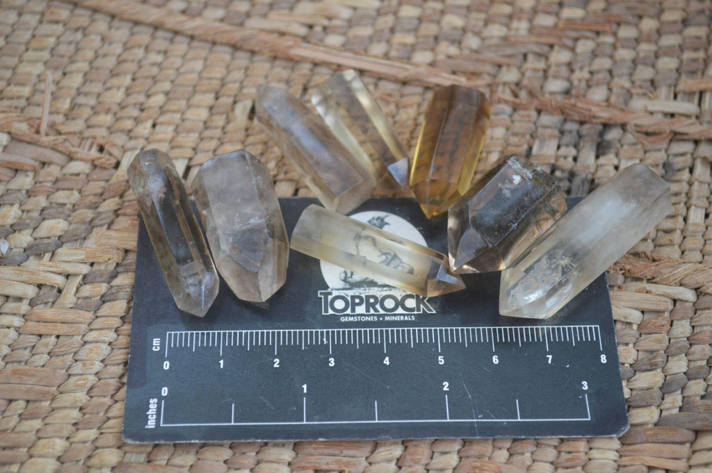 Polished Wispy Phantom Smokey Quartz Points x 35 From Madagascar - Toprock Gemstones and Minerals 