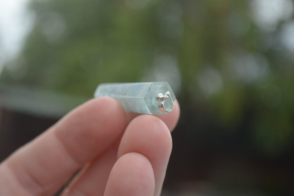 Polished Packaged Hand Crafted Resin Pendant with Aqua Marine Chips - sold per piece - From Bulwer, South Africa - TopRock