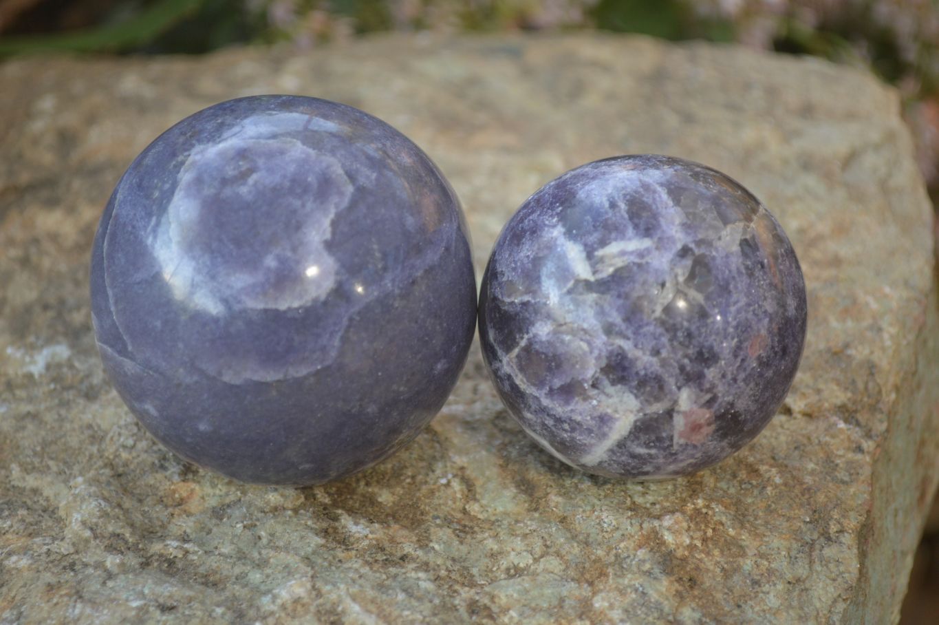 Polished Purple Lepidolite Spheres  x 6 From Madagascar - Toprock Gemstones and Minerals 