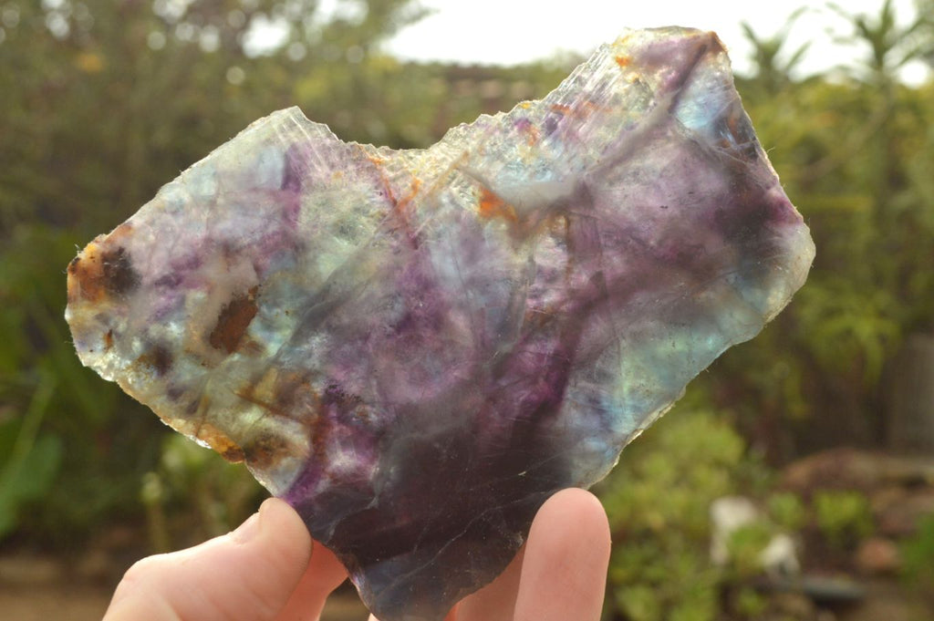 Polished Semi Translucent Watermelon Fluorite Slices x 2 From Uis, Namibia - TopRock