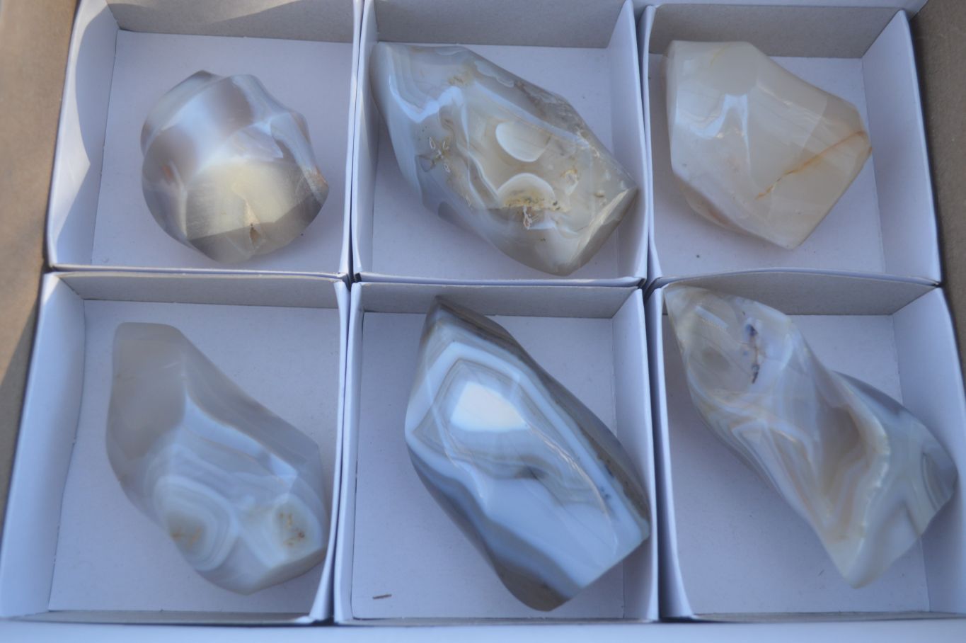 Polished Lovely Selection Of Agate Flame Sculptures x 6 From Madagascar - Toprock Gemstones and Minerals 