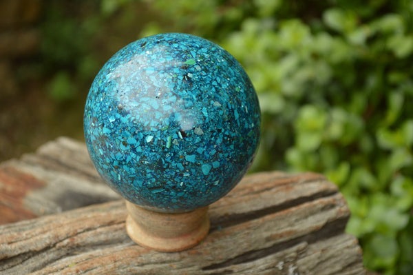 Polished Chrysocolla Conglomerate Sphere with Specular Malachite x 1 From Congo - TopRock
