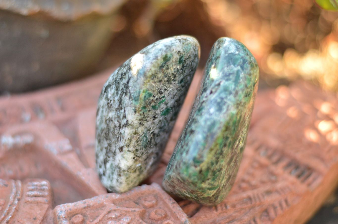 Polished Green Emeralds In Matrix Standing Free Forms  x 3 From Sandawana, Zimbabwe - TopRock