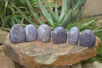 Polished Purple Lepidolite Standing Free Forms  x 6 From Madagascar - Toprock Gemstones and Minerals 