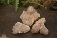 Natural Cascading Smokey Quartz Clusters x 3 From Luena, Congo - Toprock Gemstones and Minerals 
