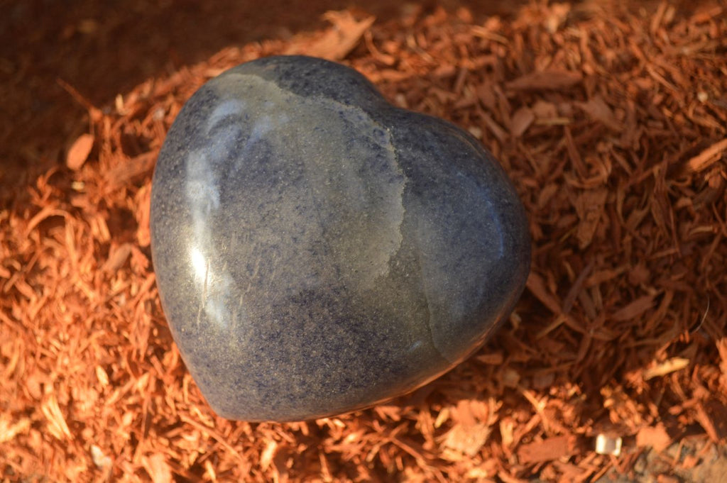 Polished  Blue Lazulite Gemstone Hearts  x 6 From Madagascar - Toprock Gemstones and Minerals 