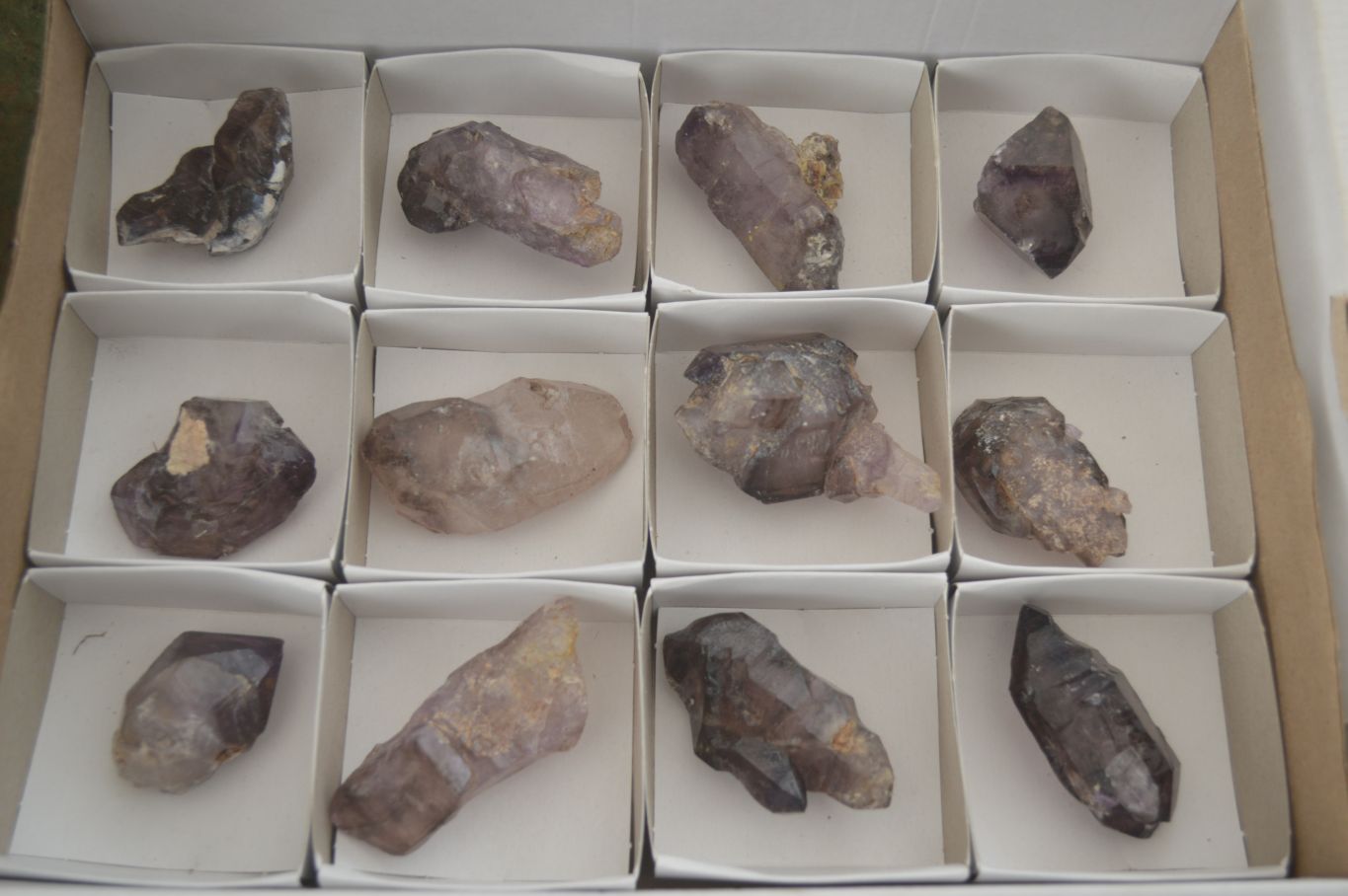 Natural Large Smokey Amethyst / Window Amethyst Crystals  x 12 From Chiredzi, Zimbabwe - Toprock Gemstones and Minerals 