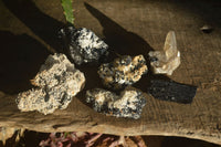 Natural Schorl Black Tourmaline Specimens x 6 From Erongo, Namibia - Toprock Gemstones and Minerals 