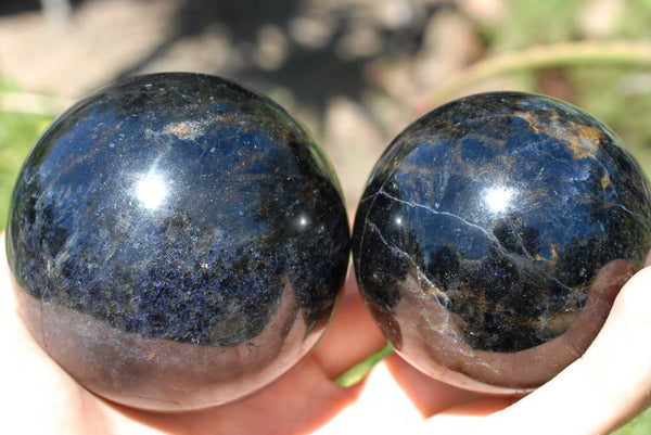 Polished Variably Gemmy Iolite Water Sapphire Spheres x 3 From Madagascar - TopRock