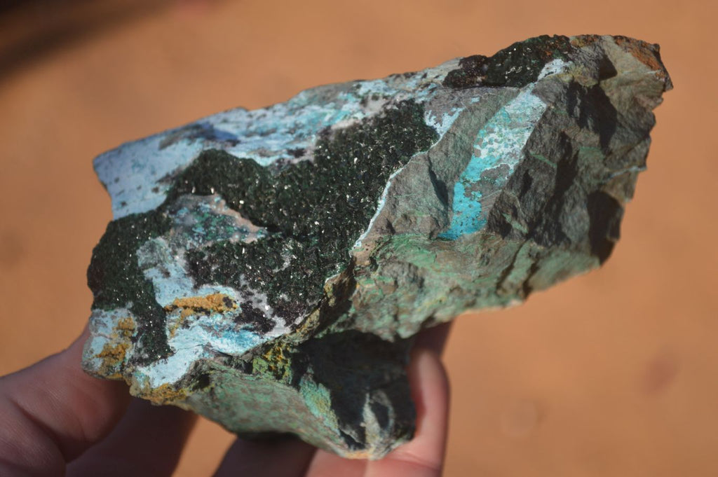 Natural Drusy Chrysocolla & Malachite Dolomite Specimens x 3 From Kakanda, Congo - Toprock Gemstones and Minerals 