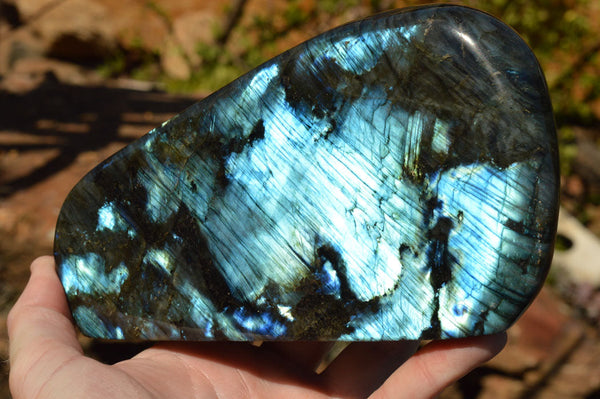 Polished Labradorite Standing Free Form With Intense Blue Flash x 1 From Sakoany, Madagascar - TopRock