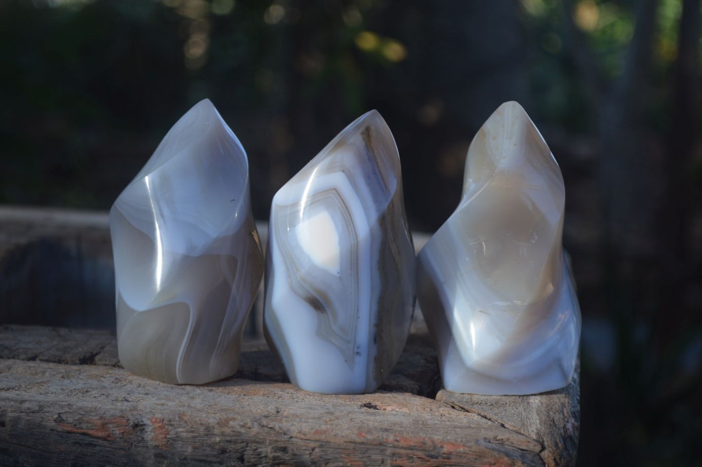 Polished Lovely Selection Of Agate Flame Sculptures x 6 From Madagascar - Toprock Gemstones and Minerals 