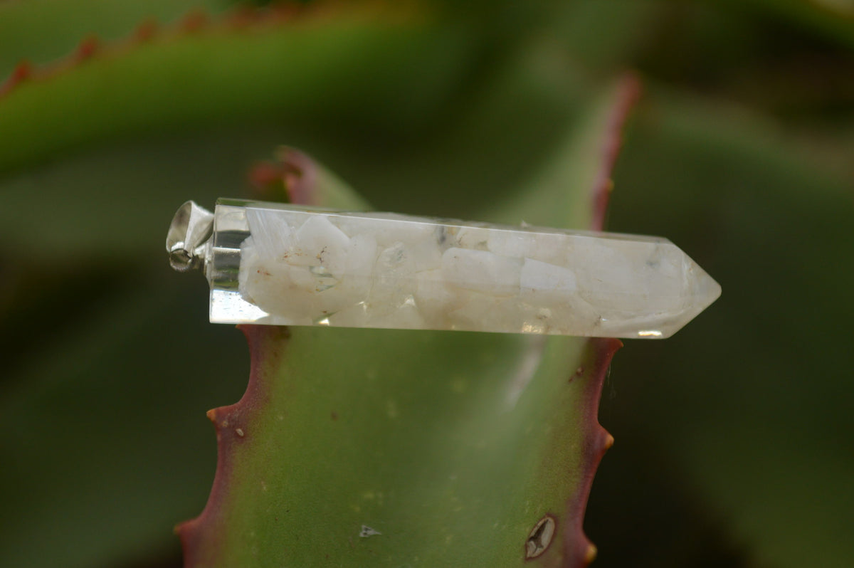 Polished Packaged Hand Crafted Resin Pendant with Moonstone Chips - sold per piece - From Bulwer, South Africa - TopRock