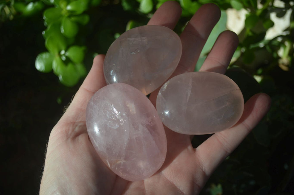 Polished Gemmy Pink Rose Quartz Palm Stones  x 12 From Madagascar - Toprock Gemstones and Minerals 