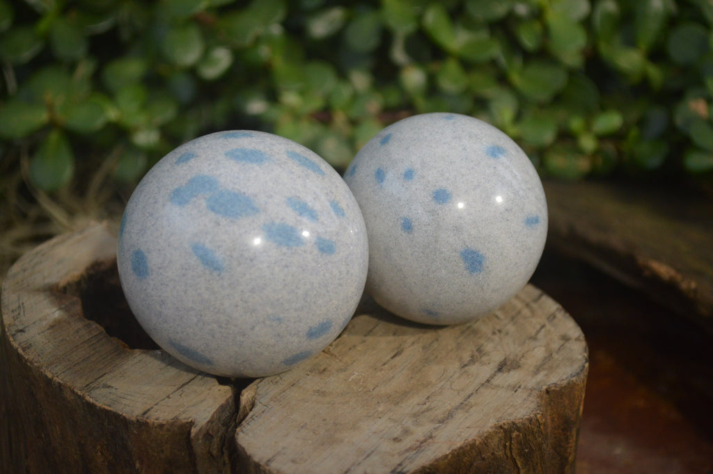 Polished Blue Spotted Spinel Quartz Spheres x 6 From Madagascar - Toprock Gemstones and Minerals 