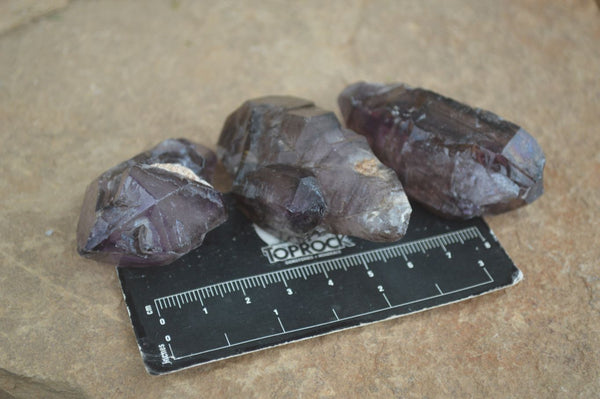 Natural Jacaranda Amethyst Clusters  x 3 From Mumbwa, Zambia - Toprock Gemstones and Minerals 