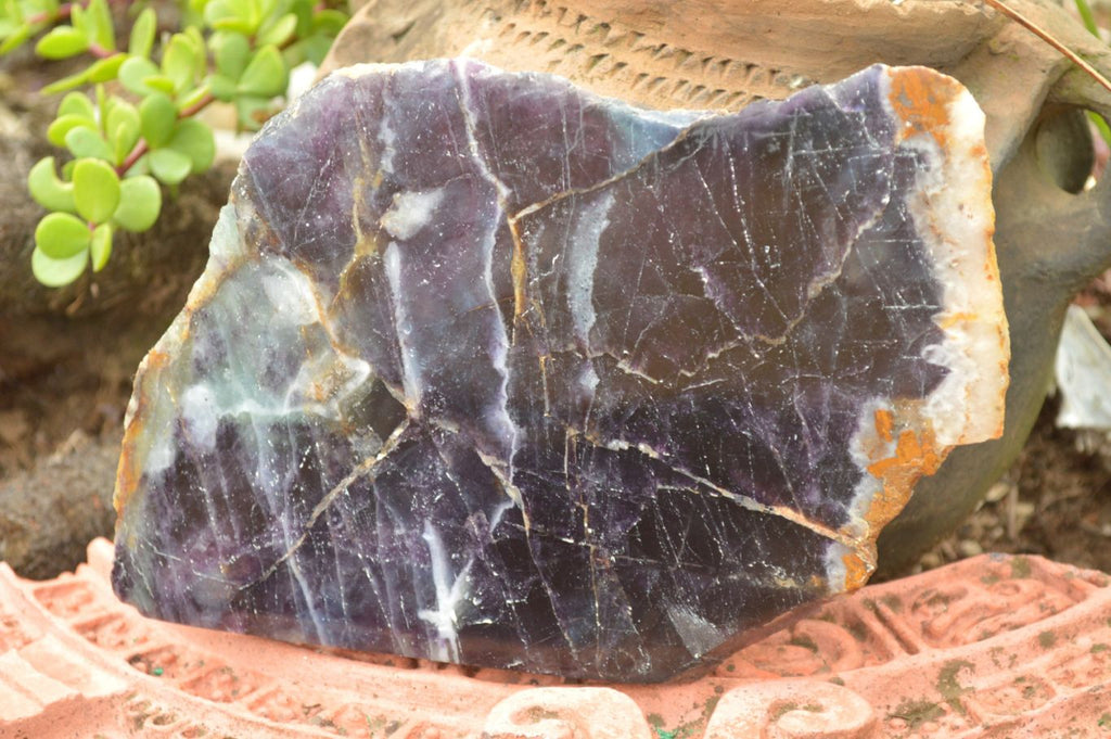 Polished Semi Translucent Watermelon Fluorite Slices x 2 From Uis, Namibia - TopRock