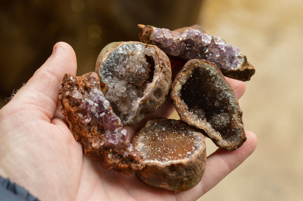 Natural Amethyst & Basalt Mini Geode Specimens  x 35 From Southern Africa - TopRock